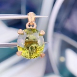 14k Gold 9.2 Ct Natural Tourmaline & Diamond Pendant