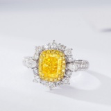 14k Gold 2.36 Ctw Natural Yellow Diamond & Diamond Ring