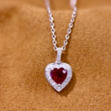 14k Gold 0.50 Ctw Natural Ruby & Diamond Pendant