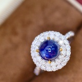 14k Gold 2.84 Ctw Vivid Blue Natural Sapphire & Diamond Ring