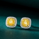 14k Gold 2.58 Ctw Natural Yellow Diamond & Diamond Earrings