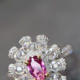 14k Gold 0.64 Ctw Natural Padparadscha Sapphire & Diamond Ring