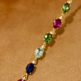 14k Gold 4.90 Ctw Natural Tourmaline & Diamond Bracelet
