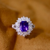 14k Gold 3.91 Ctw Natural Sapphire & Diamond Ring