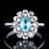 14k Gold 1.25 Ctw Natural Paraiba Tourmaline & Diamond Ring