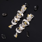 14k Gold 2.63 Ctw Natural Yellow Diamond & Diamond Earrings