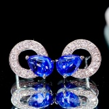 14k Gold 2.38 Ctw Natural Sapphire & Diamond Earrings