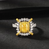14k Gold 2.20 Ctw Natural Yellow Diamond & Diamond Ring