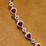 14k Gold 6.75 Ctw Natural Ruby & Diamond Bracelet