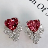 14k Gold 4.9 Ctw Natural Tourmaline & Diamond Earrings