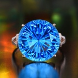 14k Gold 11.93 Ctw Natural Topaz & Diamond Ring
