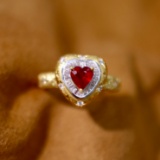 14k Gold 0.66 Ctw Natural Ruby & Diamond Ring