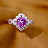 14k Gold 1.70 Ctw Natural Sapphire & Diamond Ring