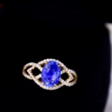 14k Gold 2.46 Ctw Natural Sapphire & Diamond Ring