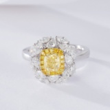14k Gold 2.33 Ctw Natural Yellow Diamond & Diamond Ring