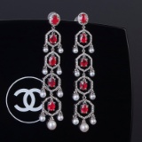 14k Gold 4.2 Ct Vivid Red Natural Ruby & Diamond Earrings