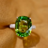 14k Gold 6.80 Ctw Natural Tourmaline & Diamond Ring