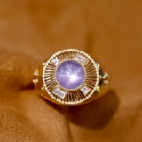 14k Gold 2.51 Ctw Natural Star Sapphire & Diamond Ring