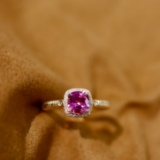 14k Gold 0.85 Ctw Natural Padparadscha Sapphire & Diamond Ring