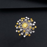 14k Gold 1.12 Ctw Natural Yellow Diamond & Diamond Ring