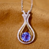 14k Gold 1.75 Ctw Natural Sapphire & Diamond Pendant