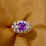 14k Gold 1.59 Ctw Natural Sapphire & Diamond Ring