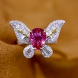 14k Gold 2.91 Ctw Natural Padparadscha Sapphire & Diamond Ring/pendant