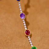14k Gold 4.44 Ctw Natural Sapphire & Diamond Bracelet