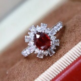 14k Gold 1.42 Ctw Natural Ruby & Diamond Ring
