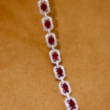 14k Gold 7.21 Ctw Natural Ruby & Diamond Bracelet