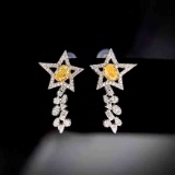 14k Gold 0.90 Ctw Natural Yellow Diamond & Diamond Earrings