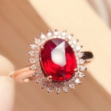14k Gold 2.5 Ct Natural Tourmaline & Diamond Ring