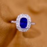 14k Gold 2.00 Ctw Natural Sapphire & Diamond Ring