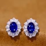14k Gold 1.46 Ctw Natural Sapphire & Diamond Earrings
