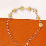 14k Gold 1.42 Ct Natural Yellow Diamond & Diamond Bracelet