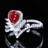 14k Gold 1.89 Ctw Natural Ruby & Diamond Ring