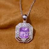 14k Gold 2.46 Ctw Natural Sapphire & Diamond Pendant