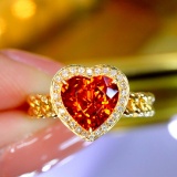 14k Gold 1.76 Ctw Natural Partschinite & Diamond Ring