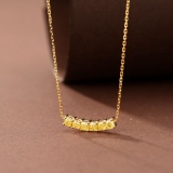 14k Gold 0.91 Ct Natural Yellow Diamond Necklace