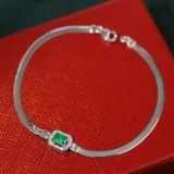 14k Gold 0.40 Ctw Vivid Green Natural Emerald & Diamond Bracelet