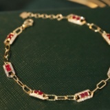 14k Gold 2.05 Ctw Vivid Red Natural Ruby & Diamond Bracelet