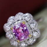 14k Gold 1.57 Ctw Natural Sapphire & Diamond Ring