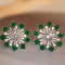 14k Gold 2.3 Ctw Vivid Green Natural Emerald & Diamond Earrings
