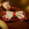 14k Gold 1.20 Ctw Vivid Red Natural Ruby & Diamond Brooch
