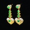 14k Gold 4.19 Ctw Intense Green Natural Emerald & Diamond Earrings