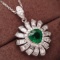 14k Gold 2.42 Ctw Vivid Green Natural Emerald & Diamond Pendant