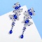 14k Gold 3.54 Ctw Vivid Blue Natural Sapphire & Diamond Earrings