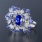 14k Gold 1.18 Ctw Vivid Blue Natural Sapphire & Diamond Ring