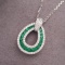 14k Gold 0.91 Ctw Vivid Green Natural Emerald & Diamond Necklace