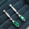 14k Gold 2.26 Ctw Vivid Green Natural Emerald & Diamond Earrings